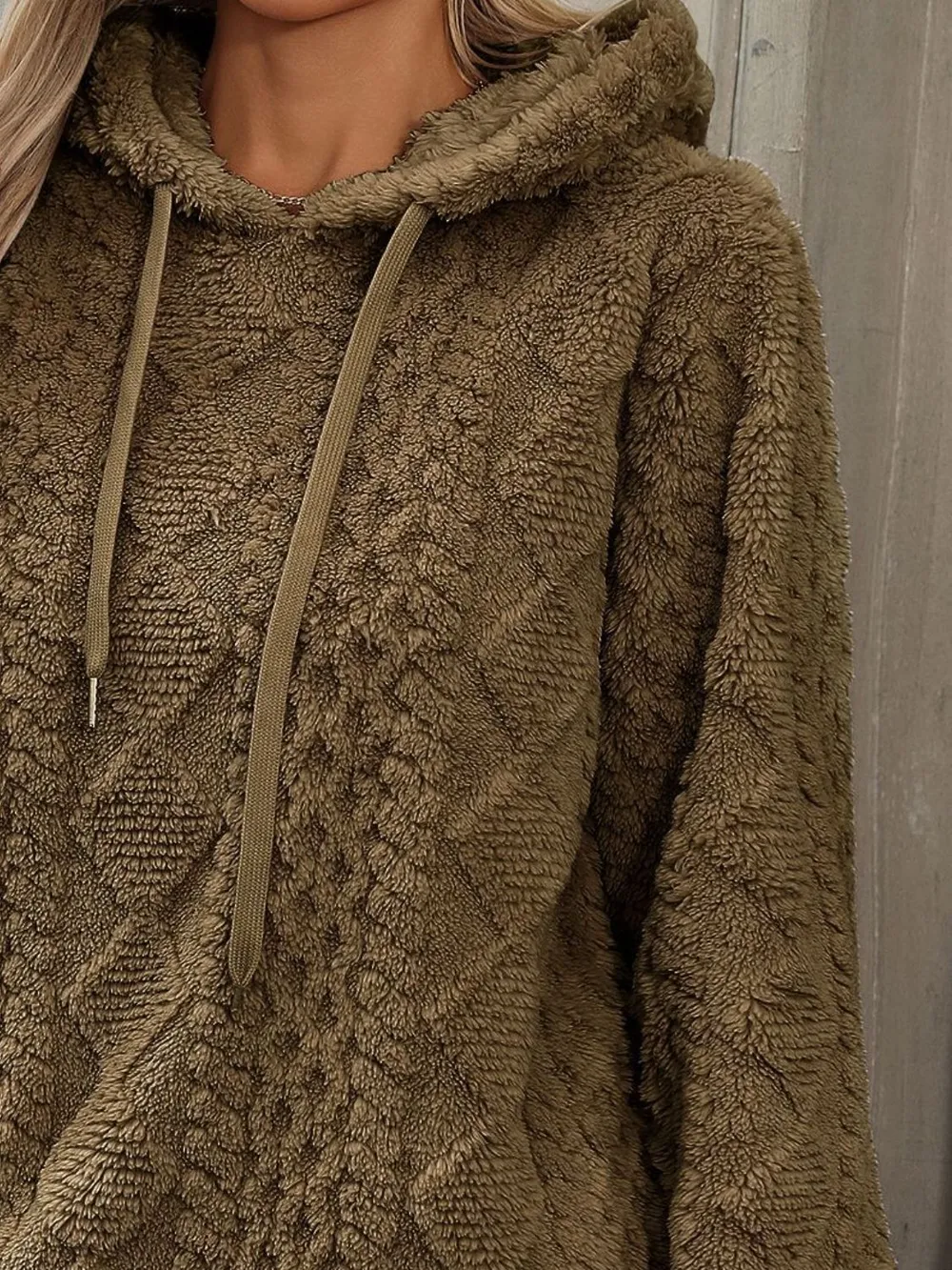 Drawstring Long Sleeve Plush Hoodie, image 13