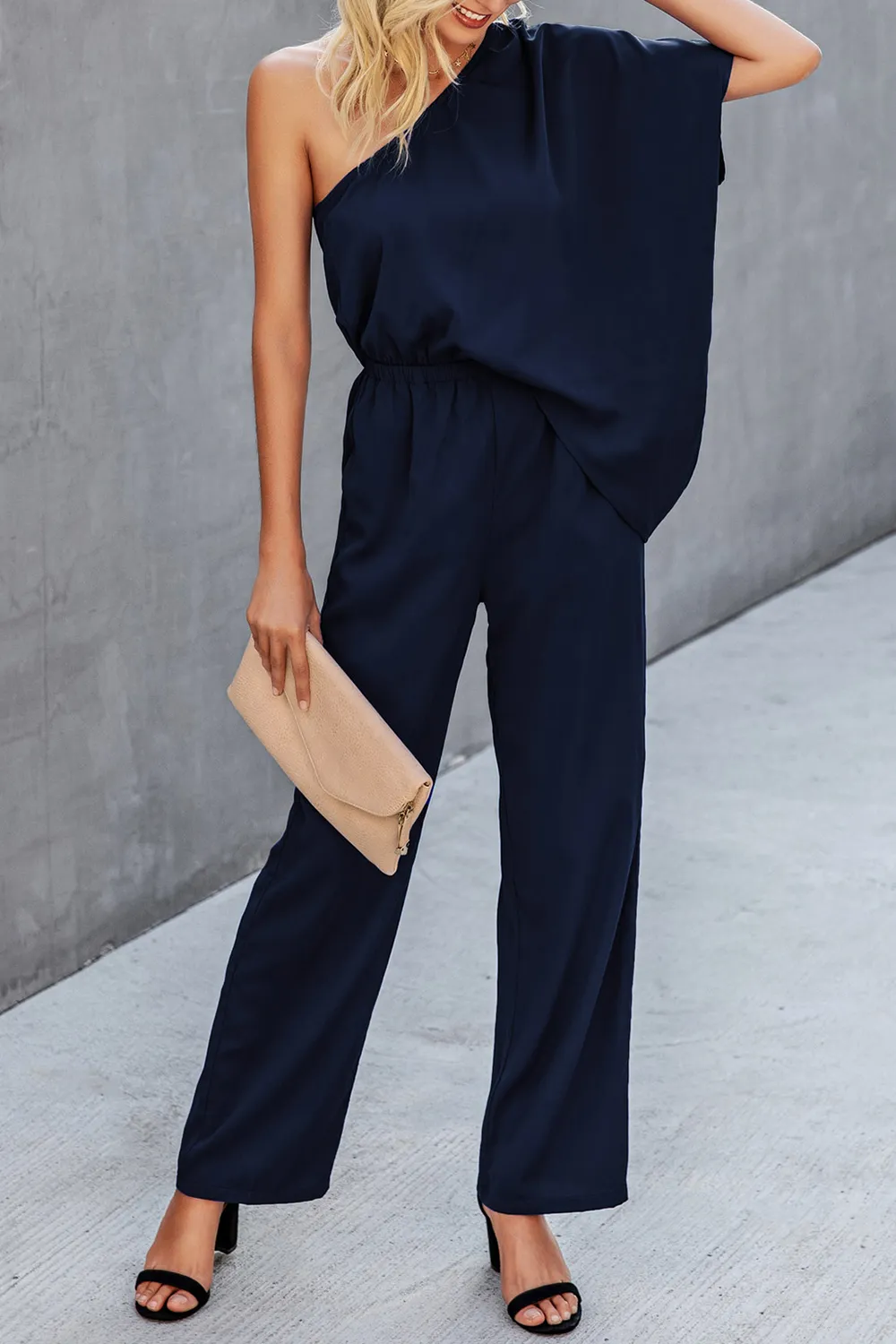 Single Shoulder Short Sleeve Jumpsuit, image 5