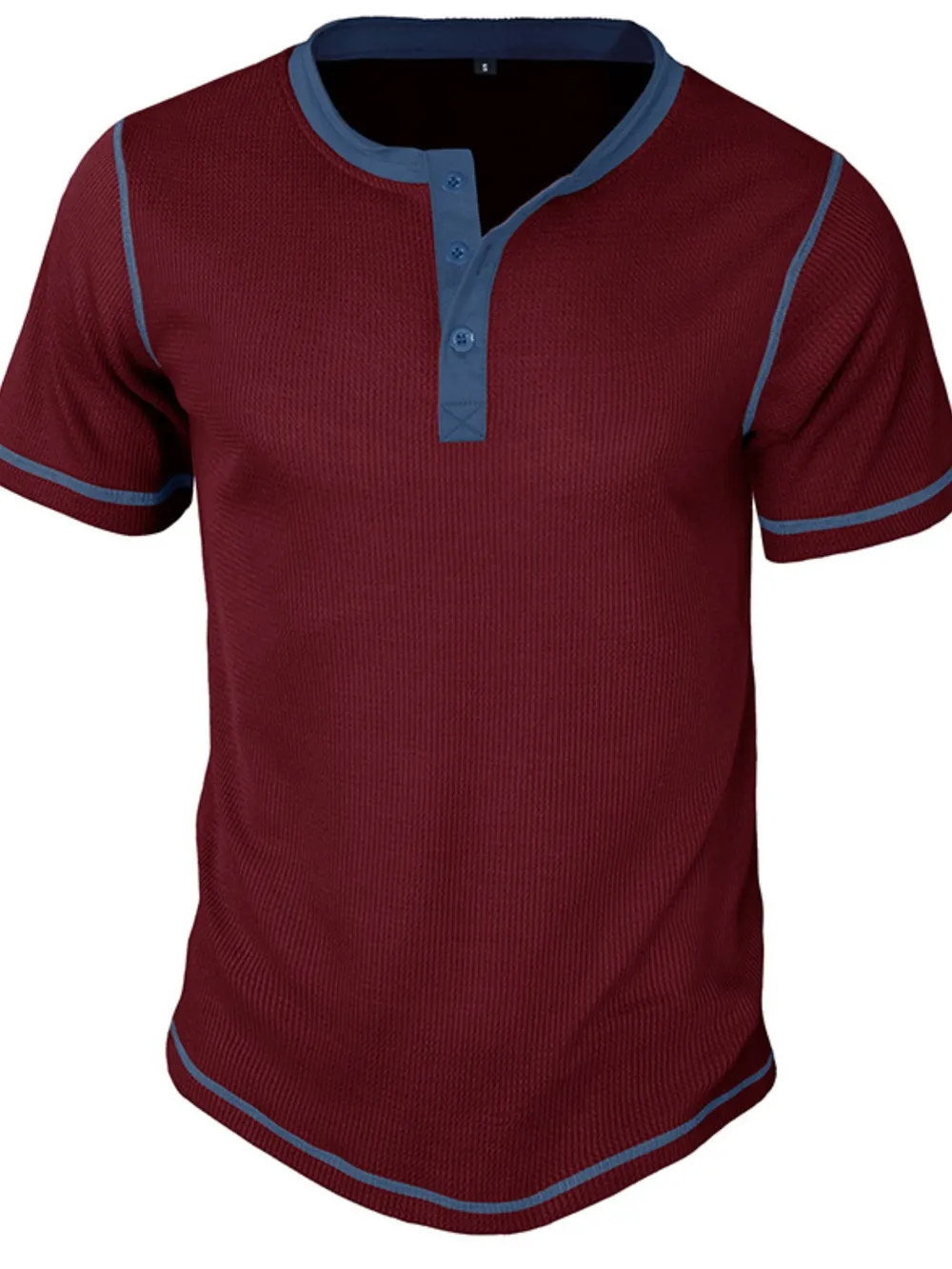 Men's Full Size Contrast Stitch Henley Polo Shirt Plus Size, image 14