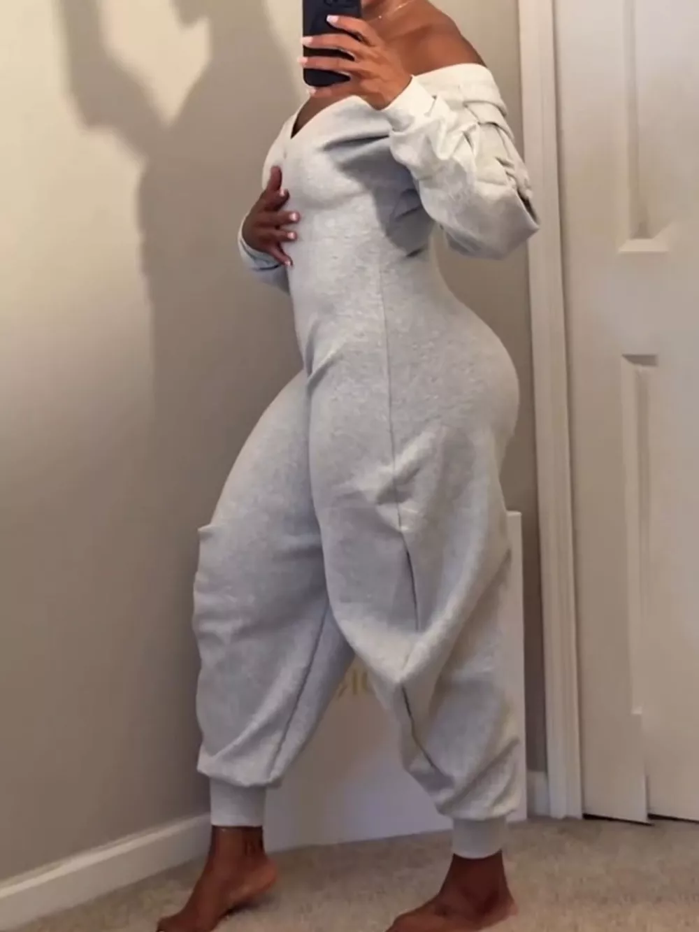 Off-Shoulder Long Sleeve Casual Jumpsuit, image 5