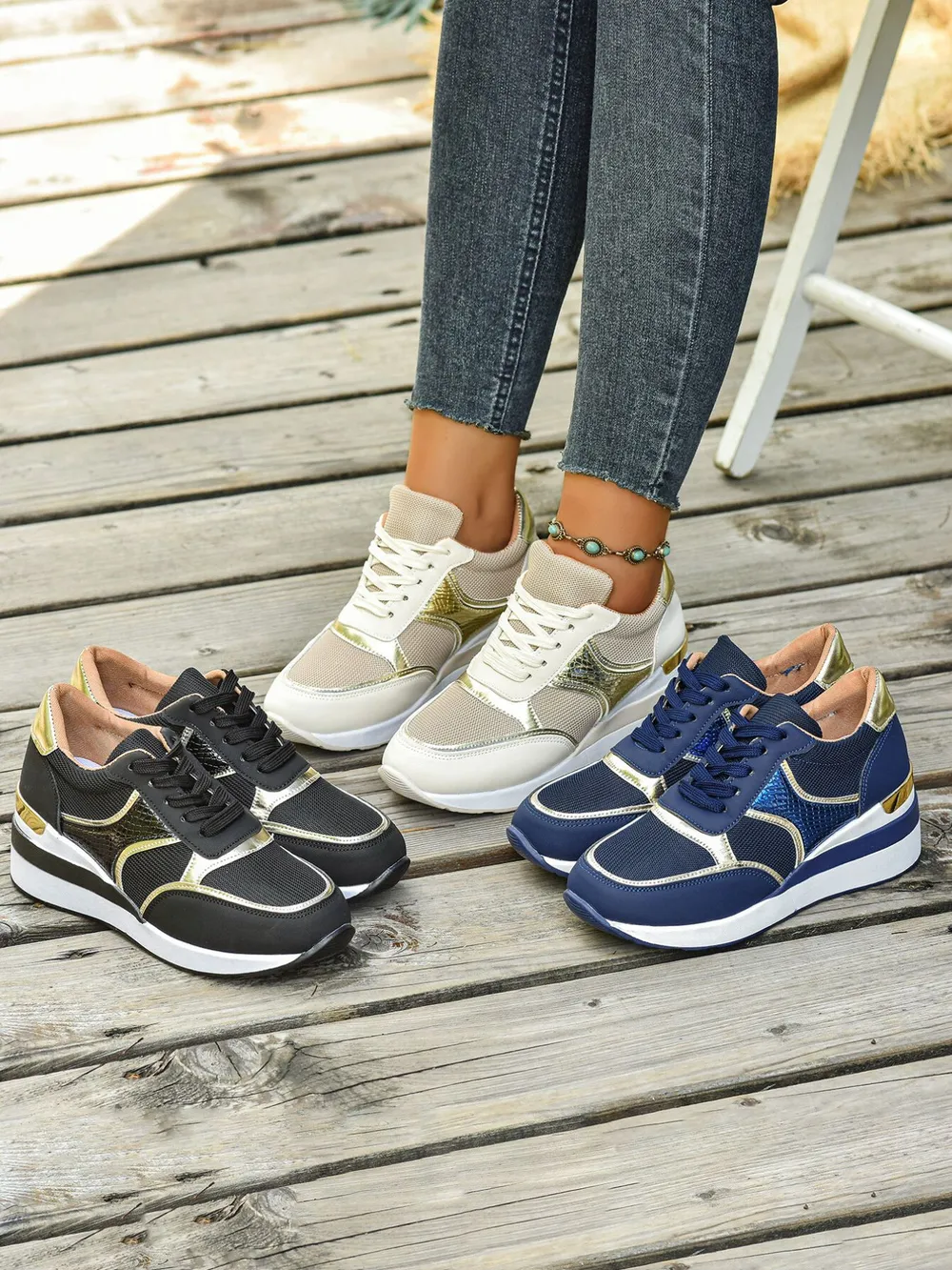 Lace Up Wedge Sneakers, image 2