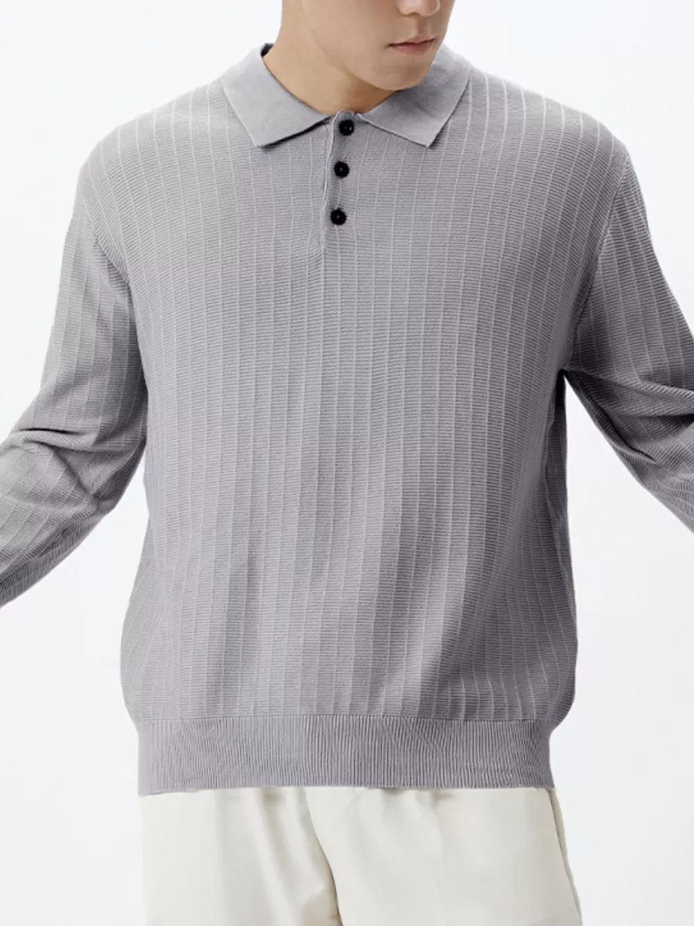 Men's Plus Size Button Detail Ribbed Knit Sweater, image 3