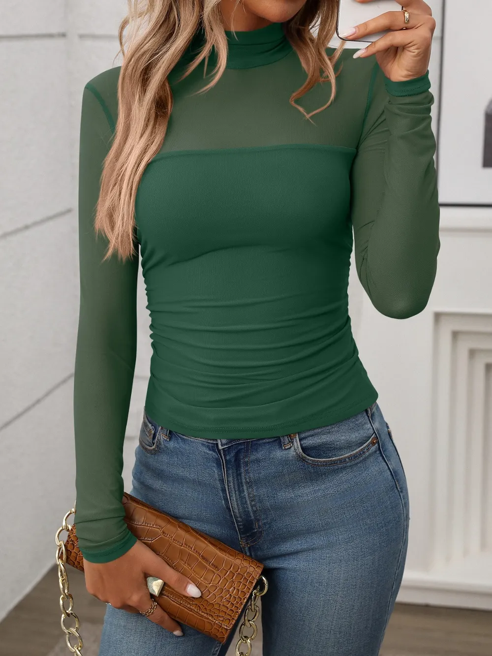 Mock Neck Long Sleeve Top, image 10