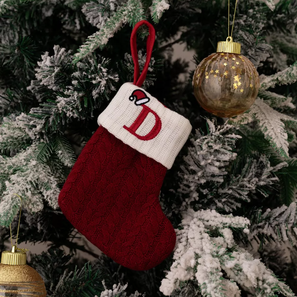 Cable-Knit Contrast Christmas Stockings, image 9
