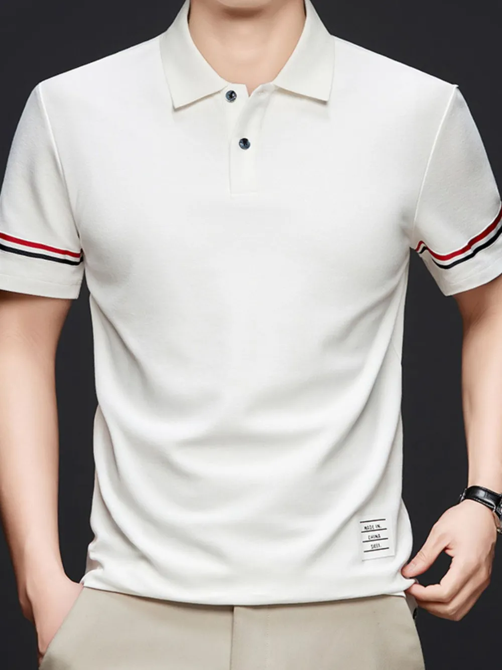 Men's Plus Size Button Detail Short Sleeve Polo, image 2