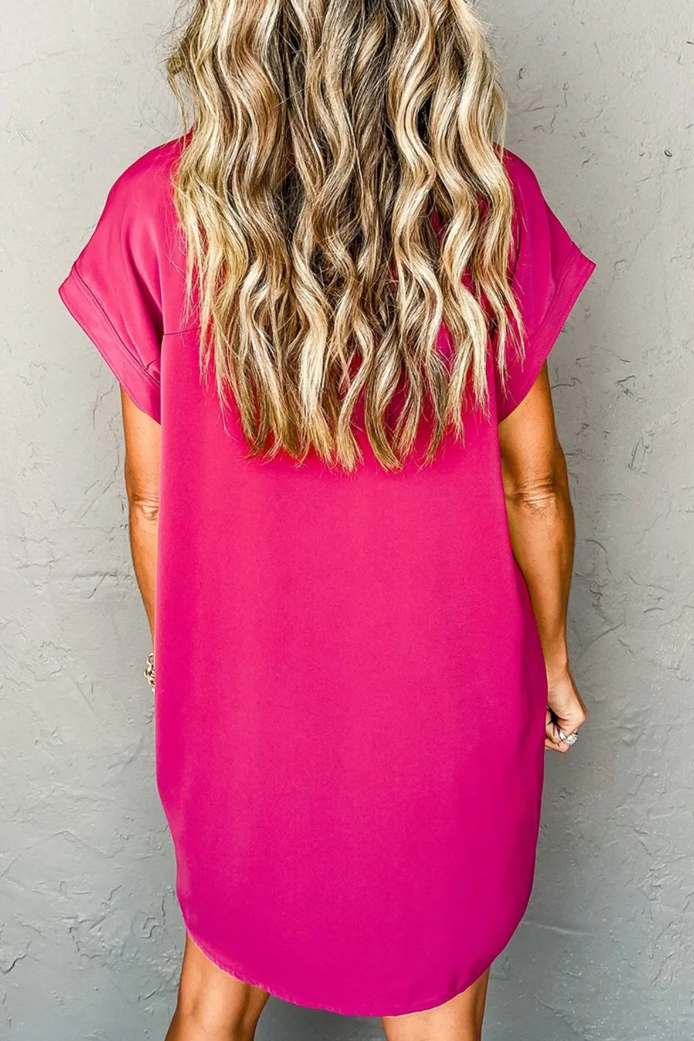 Buttoned Collared Neck Mini Shirt Dress, image 3