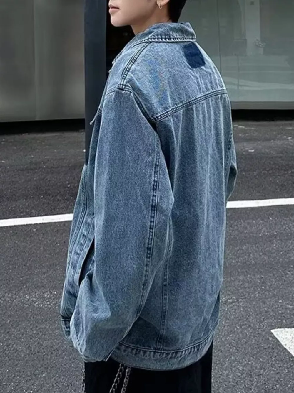 Men's Full Size Button Up Oversized Denim Jacket Plus Size, image 3
