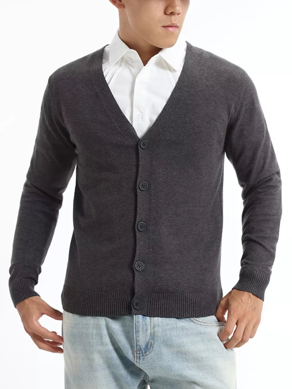 Men's Plus Size Button-Down Knit Cardigan, image 11