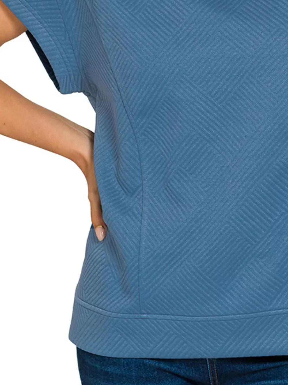 Textured Knit Jacquard Short Sleeve Top, image 3