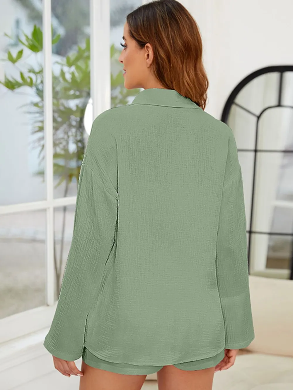 Button Up Long Sleeve Top and Shorts Set, image 19