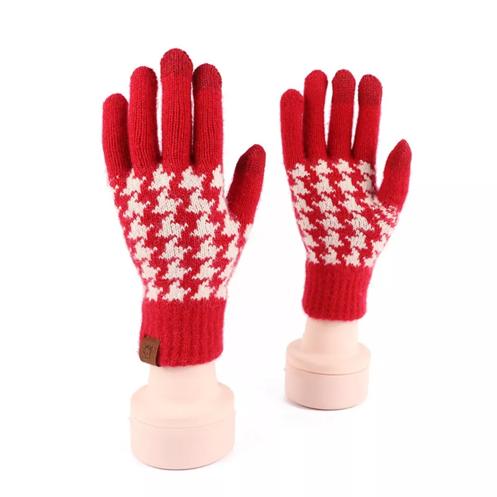 Heart Pattern Knitted Touchscreen Gloves, image 2