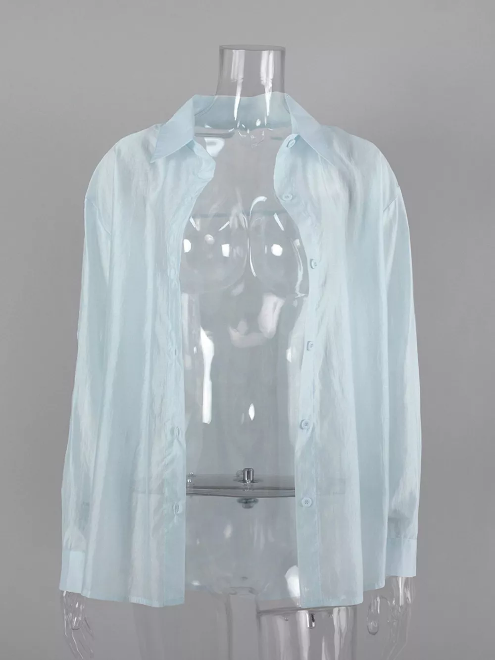 Sheer Oversized Button-Up Shirt, image 14