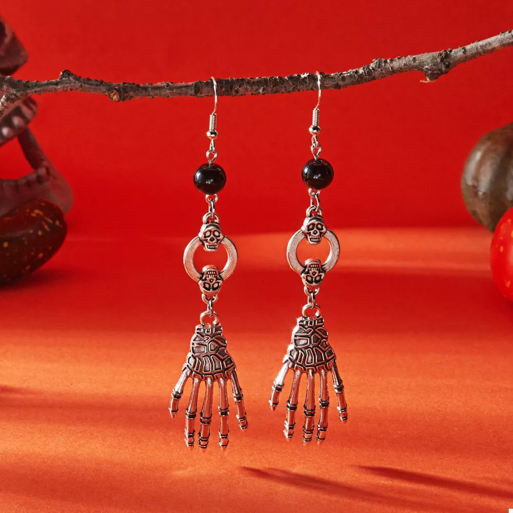 Halloween Skeleton Hand Drop Earrings, image 3