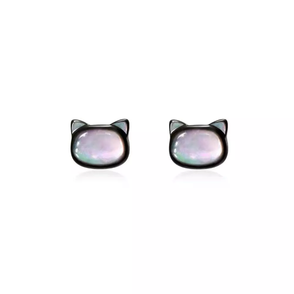 Shell Cute Cat Stud Earrings, image 5