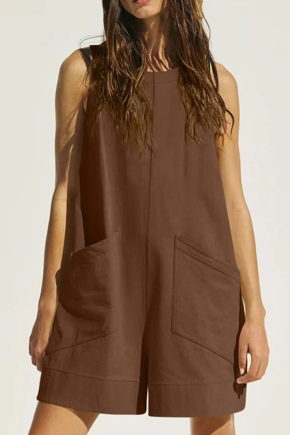 Round Neck Sleeveless Romper with Pockets, image 13