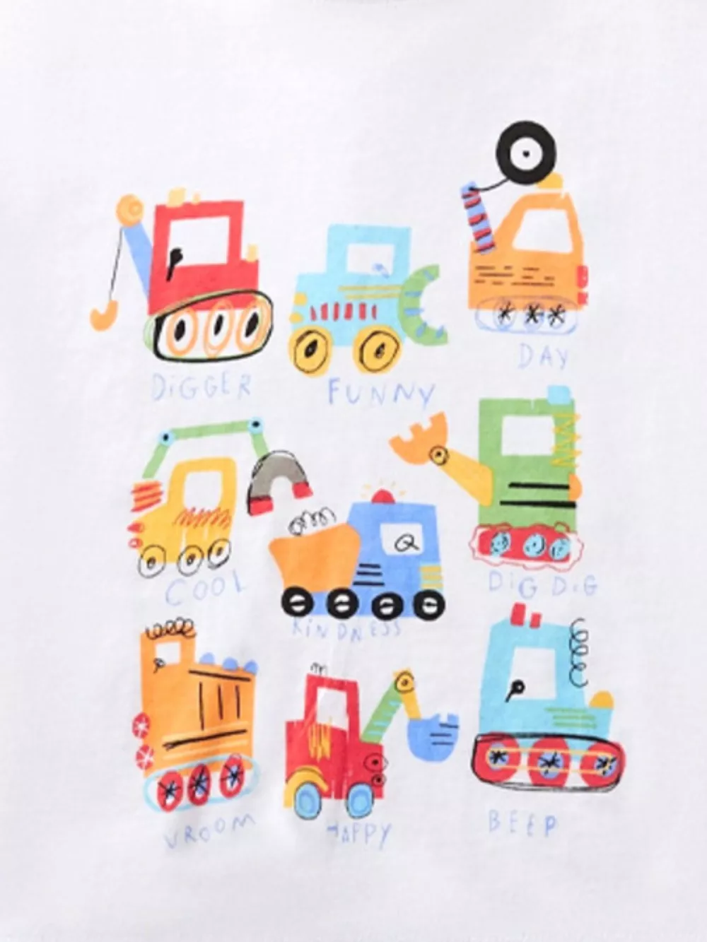 Children's Cartoon Construction Vehicle Crew Neck T-Shirt, image 2
