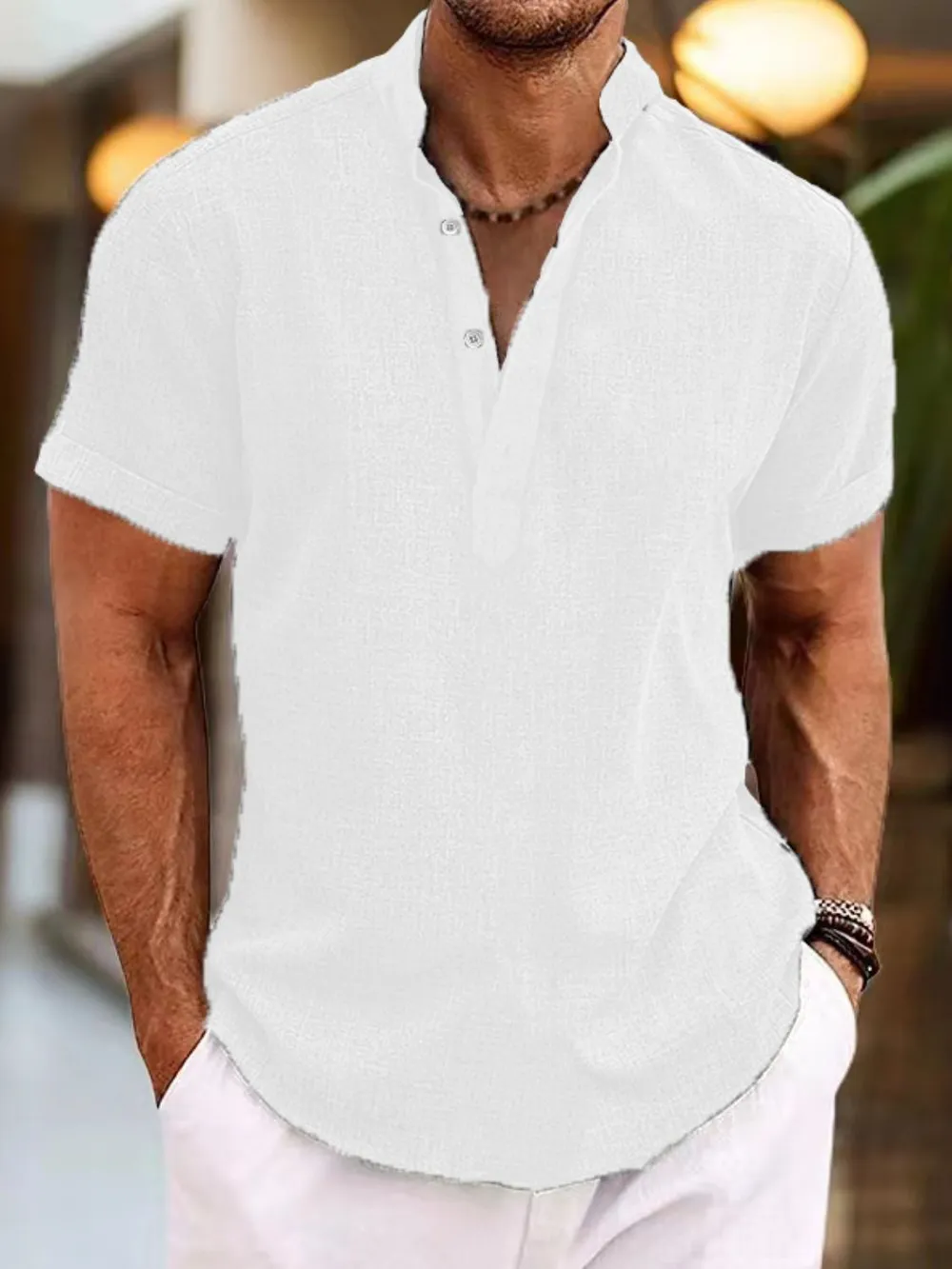 Men's Full Size Button Detail Short Sleeve Polo Plus Size, image 3