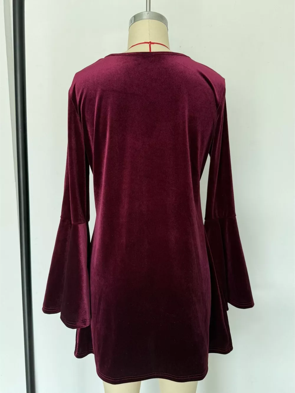 Velvet Flare Sleeve Mini Dress, image 6