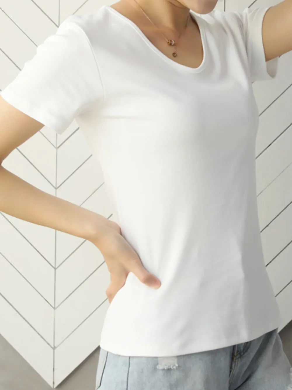 V-Neck Short Sleeve T-Shirt, image 12