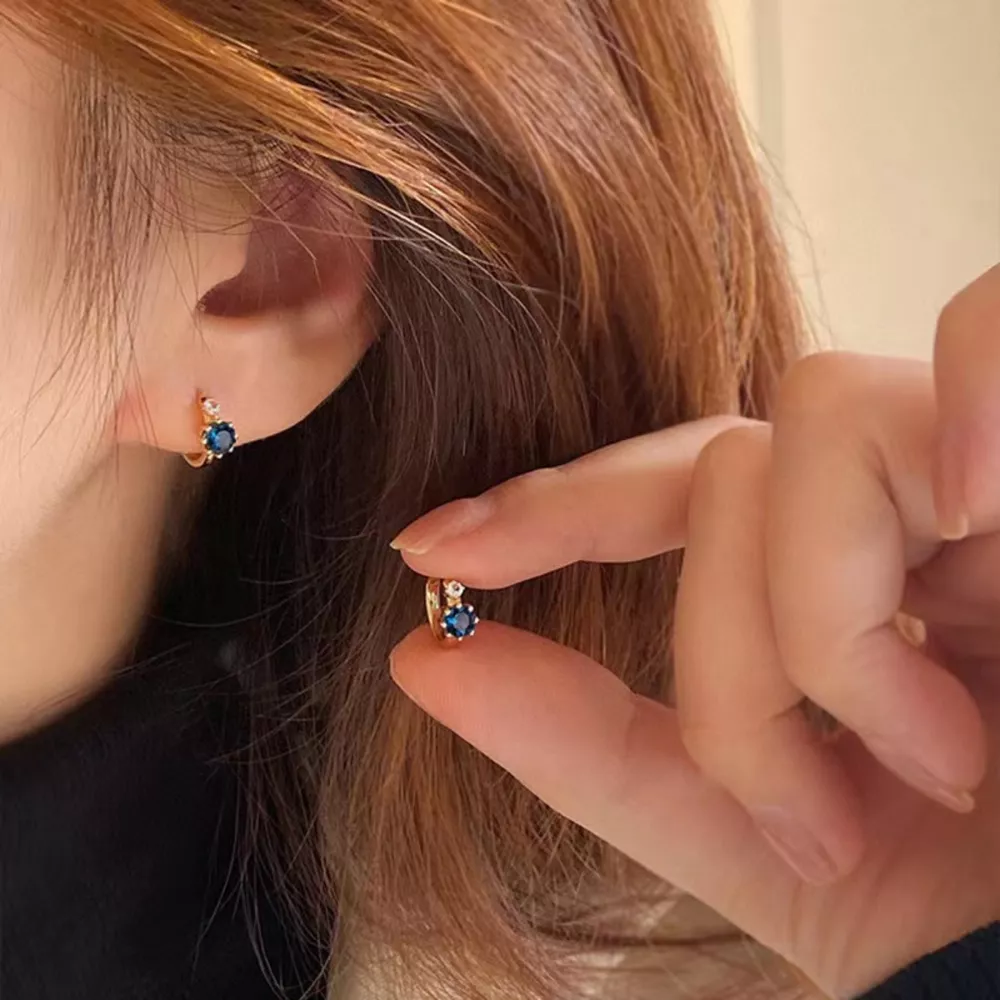 925 Sterling Silver Zircon Hoop Earrings, image 2