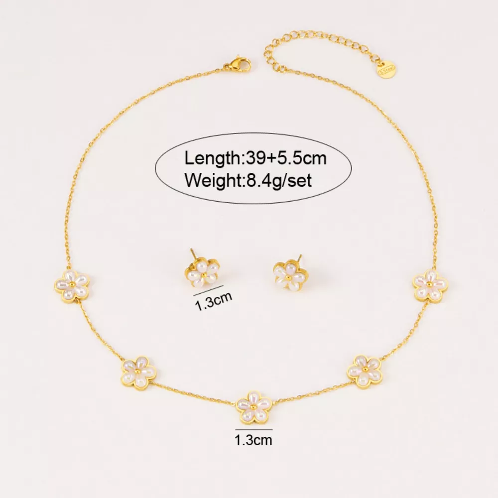 18K Gold-Plated Flower Jewelry Set, image 9