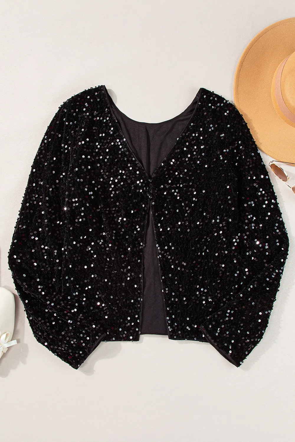 Sequin Round Neck Long Sleeve Blouse, image 2