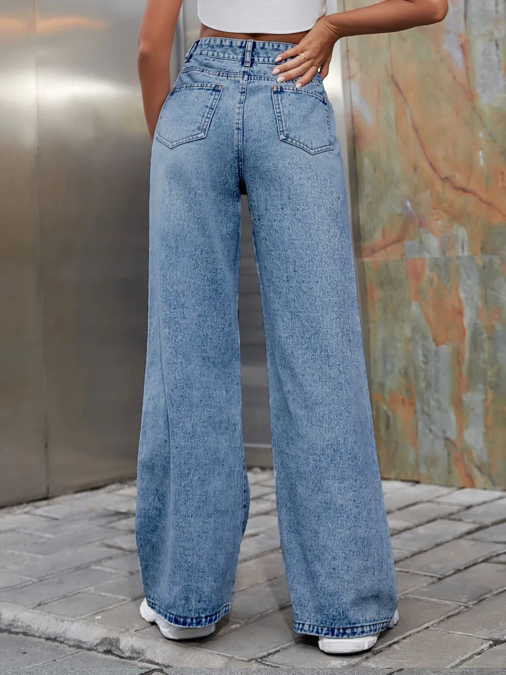 Distressed Wide Leg Jeans with Pockets, image 7