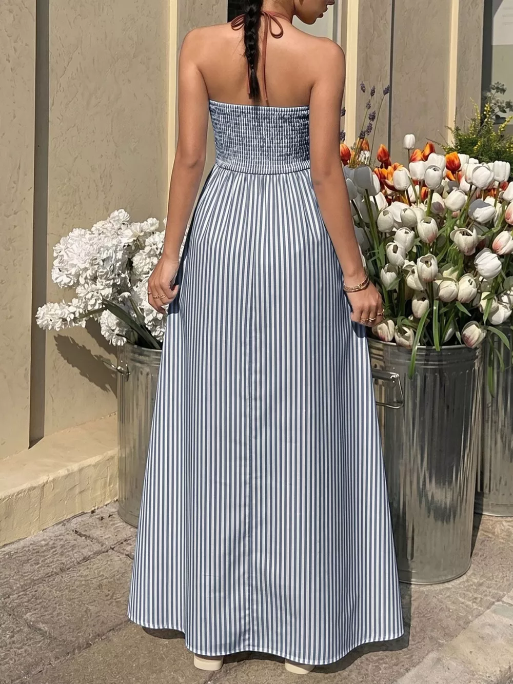Striped Halter Neck Maxi Dress, image 20