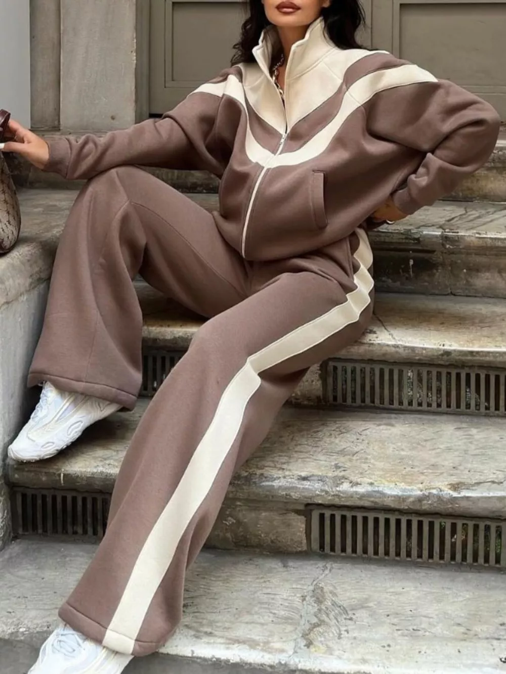 Color Block Zip-Up Outerwear and Pants Set, image 8