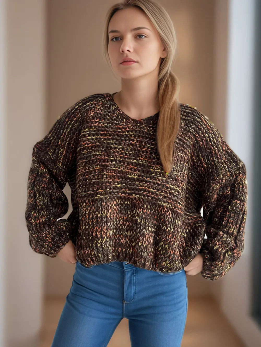Dropped Shoulder Long Sleeve Sweater, image 16
