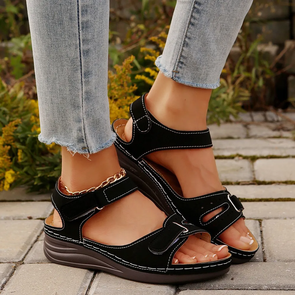 PU Leather Wedge Buckle Sandals, image 6