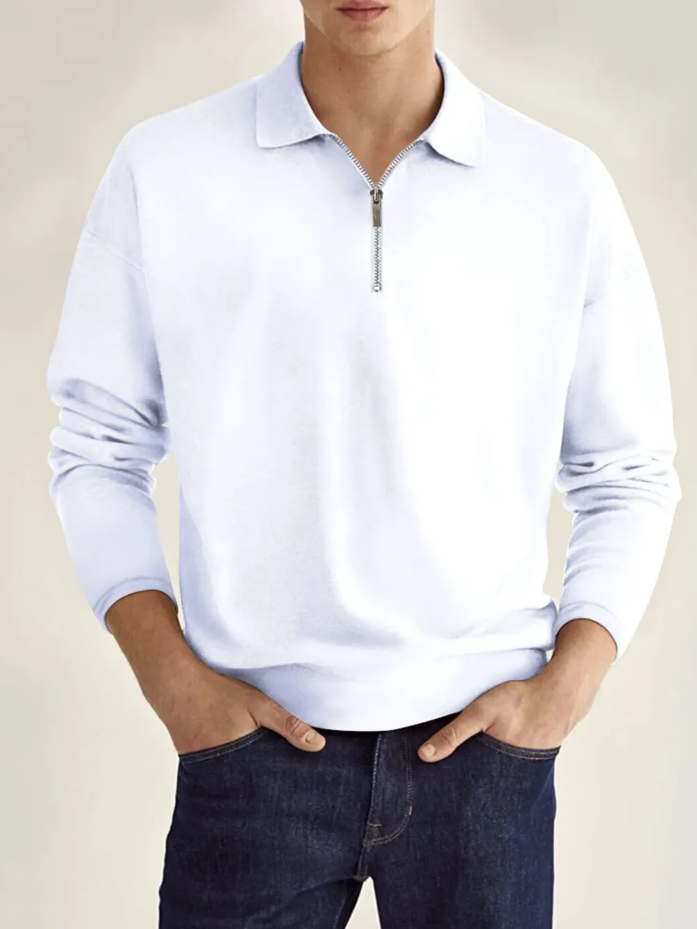 Men's Full Size Collared Neck Long Sleeve Polo Plus Size, image 3