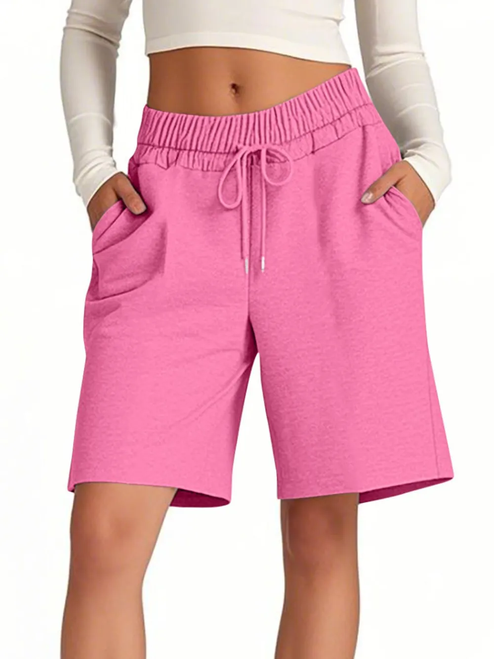 Solid Color Shorts with Pockets, image 2