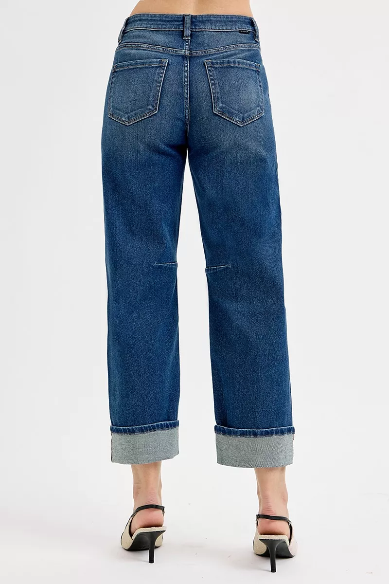 Slouchy Crop Barrel Cuffed Jeans, image 4