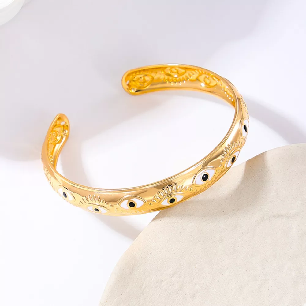 Evil Eye Open Bangle Bracelet, image 4