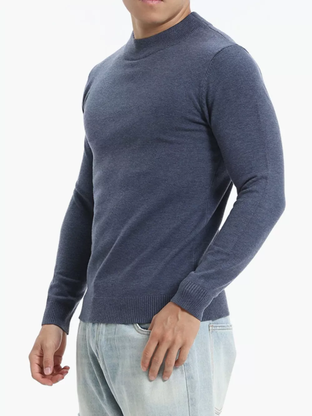 Men's Plus Size Slim-Fit Mock Neck Knit Top, image 3