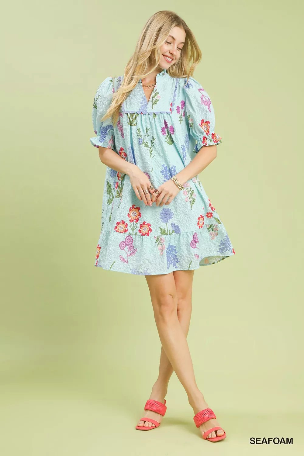 Multi Flower Print V-Neck Dress, image 5