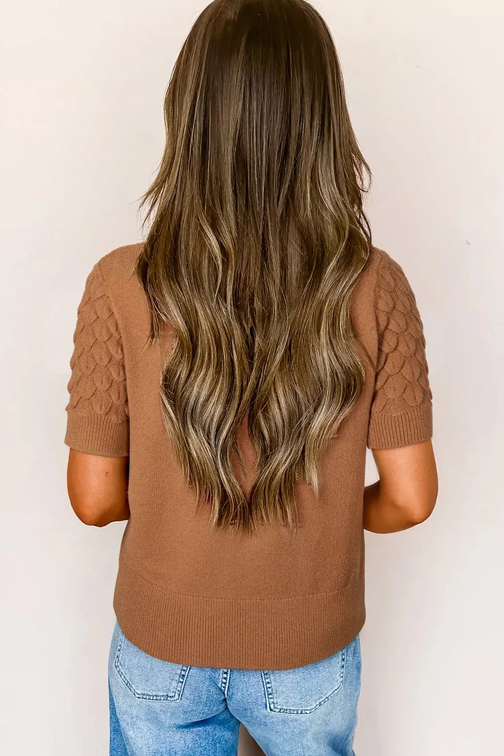 Textured Knit Short Sleeve Pullover, image 2