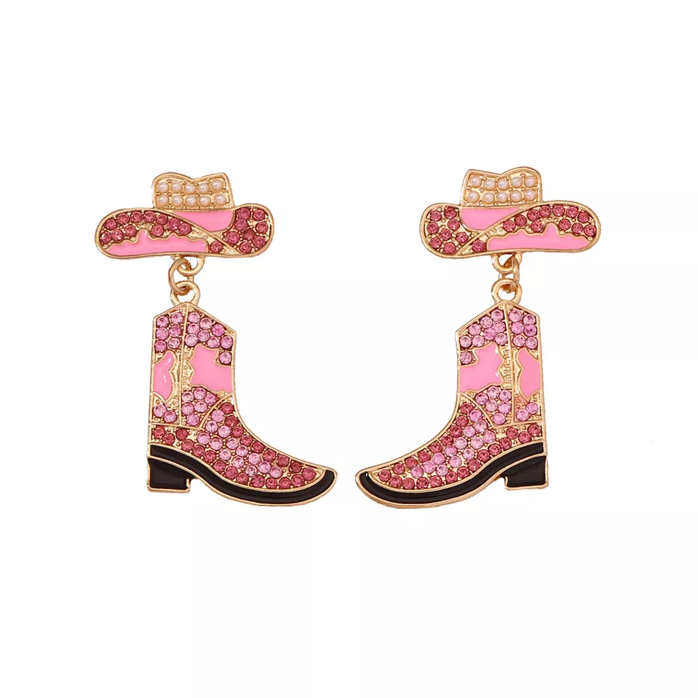 Rhinestone Boot Dangle Earrings, image 2