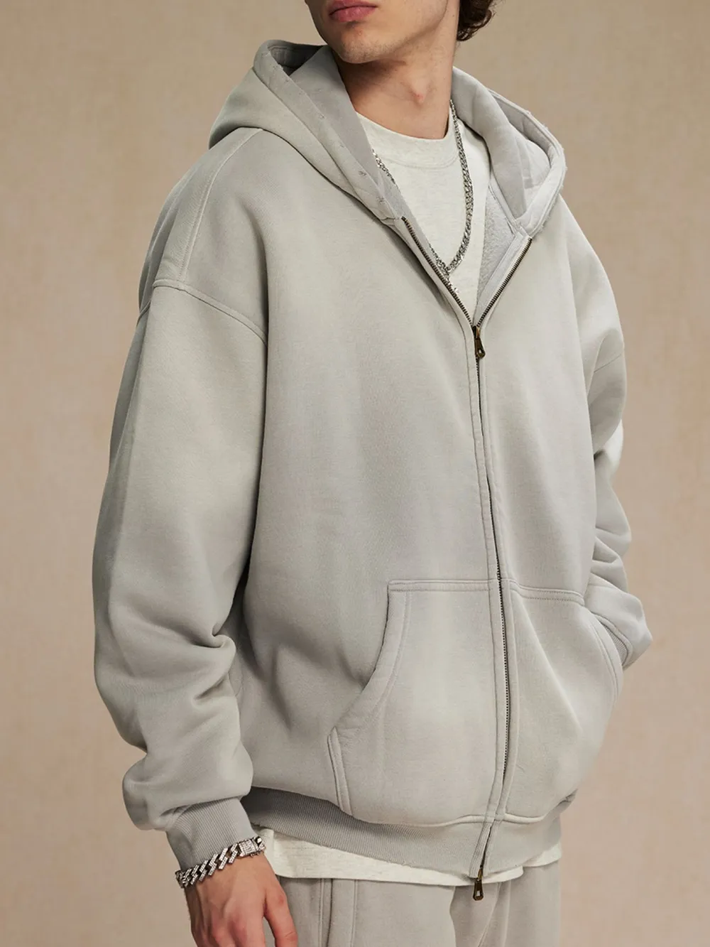 Men's Oversized Casual Zip-Up Hoodie, image 6