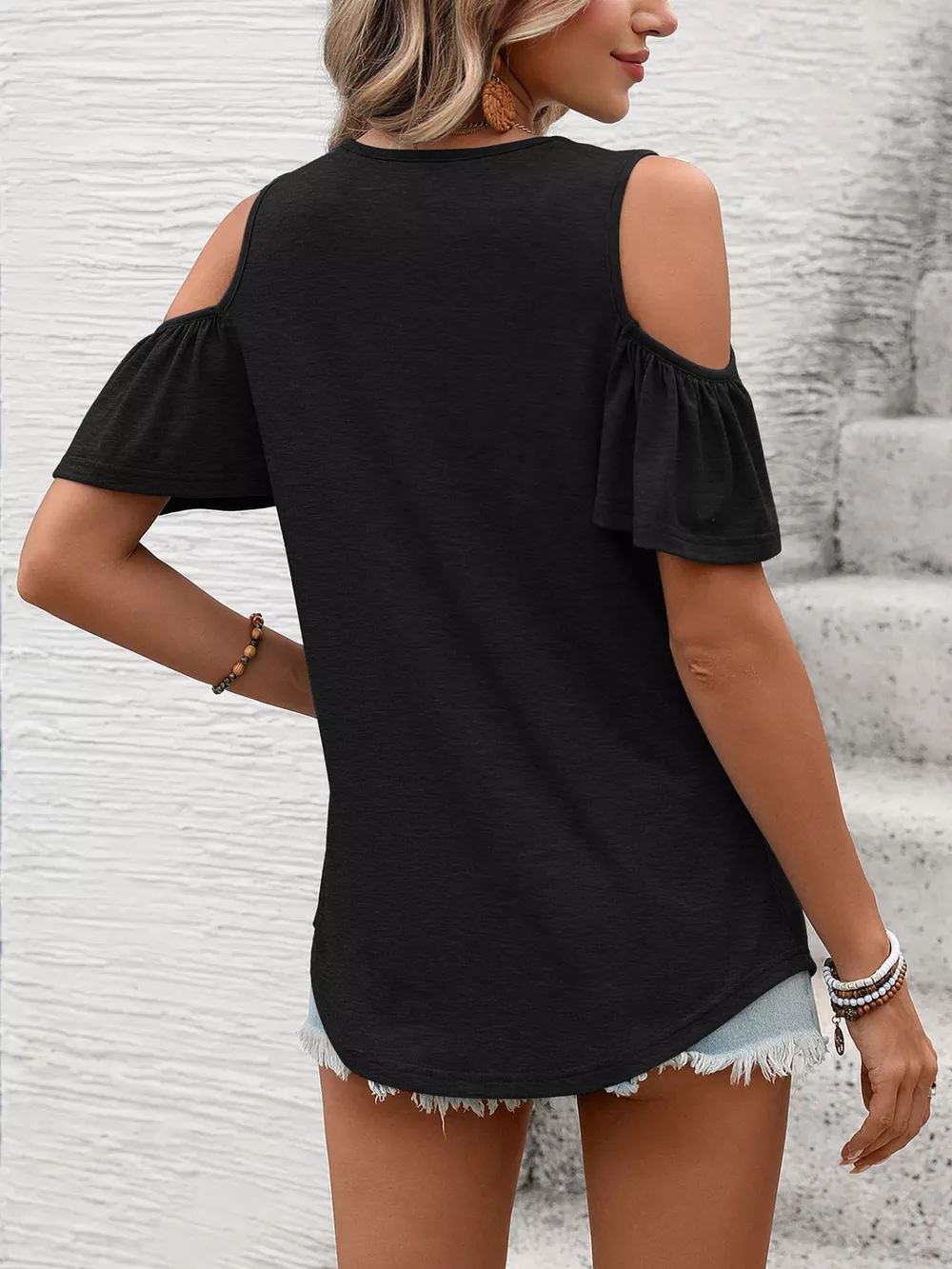 Cold Shoulder V-Neck T-Shirt, image 6