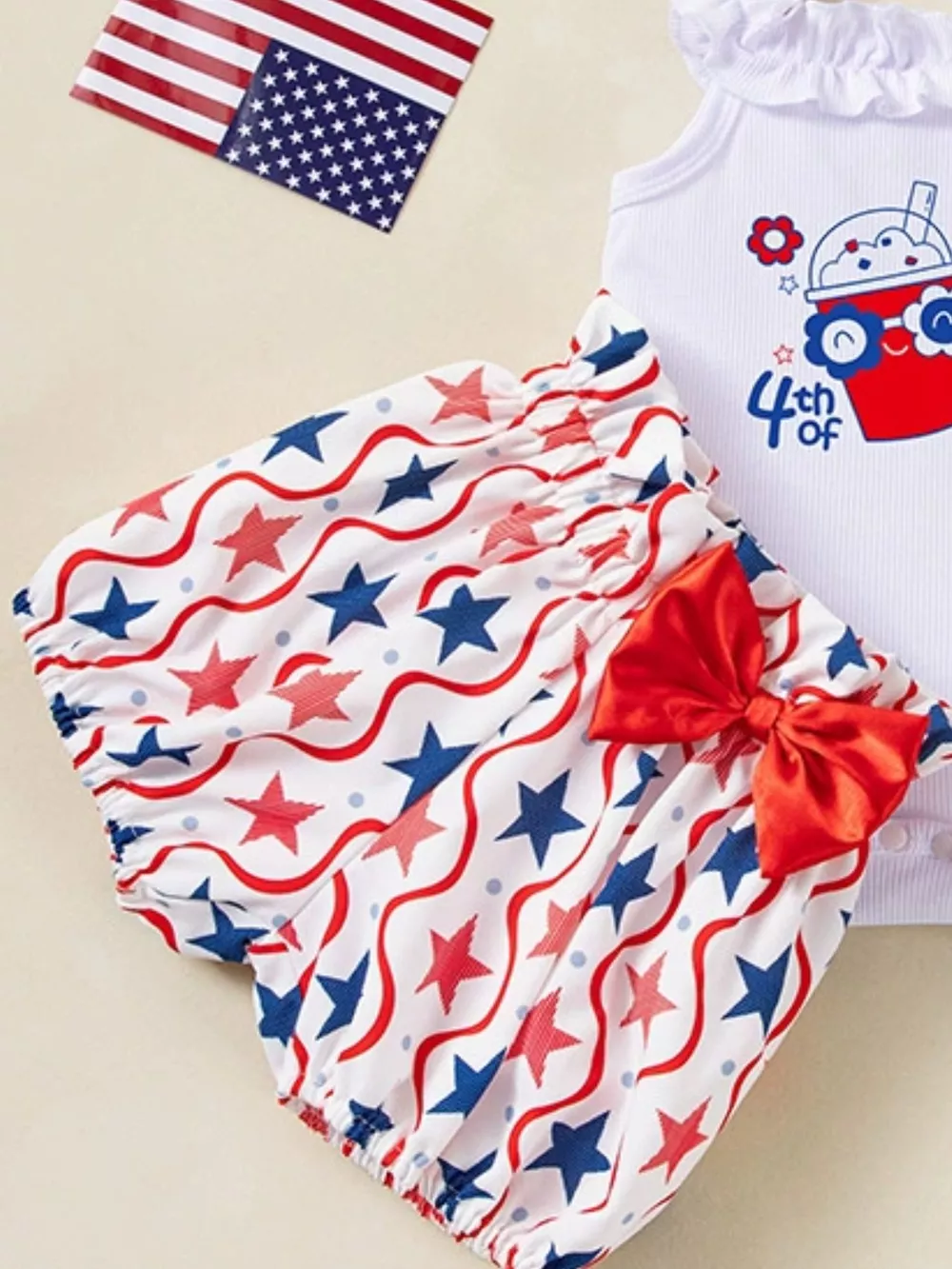 Children's Patriotic Star Print Outfit Set, image 7