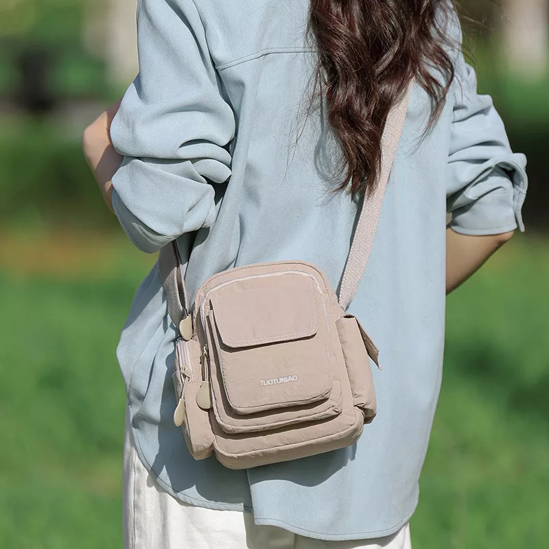 Multi-Pocket Lightweight Nylon Crossbody Bag, image 3