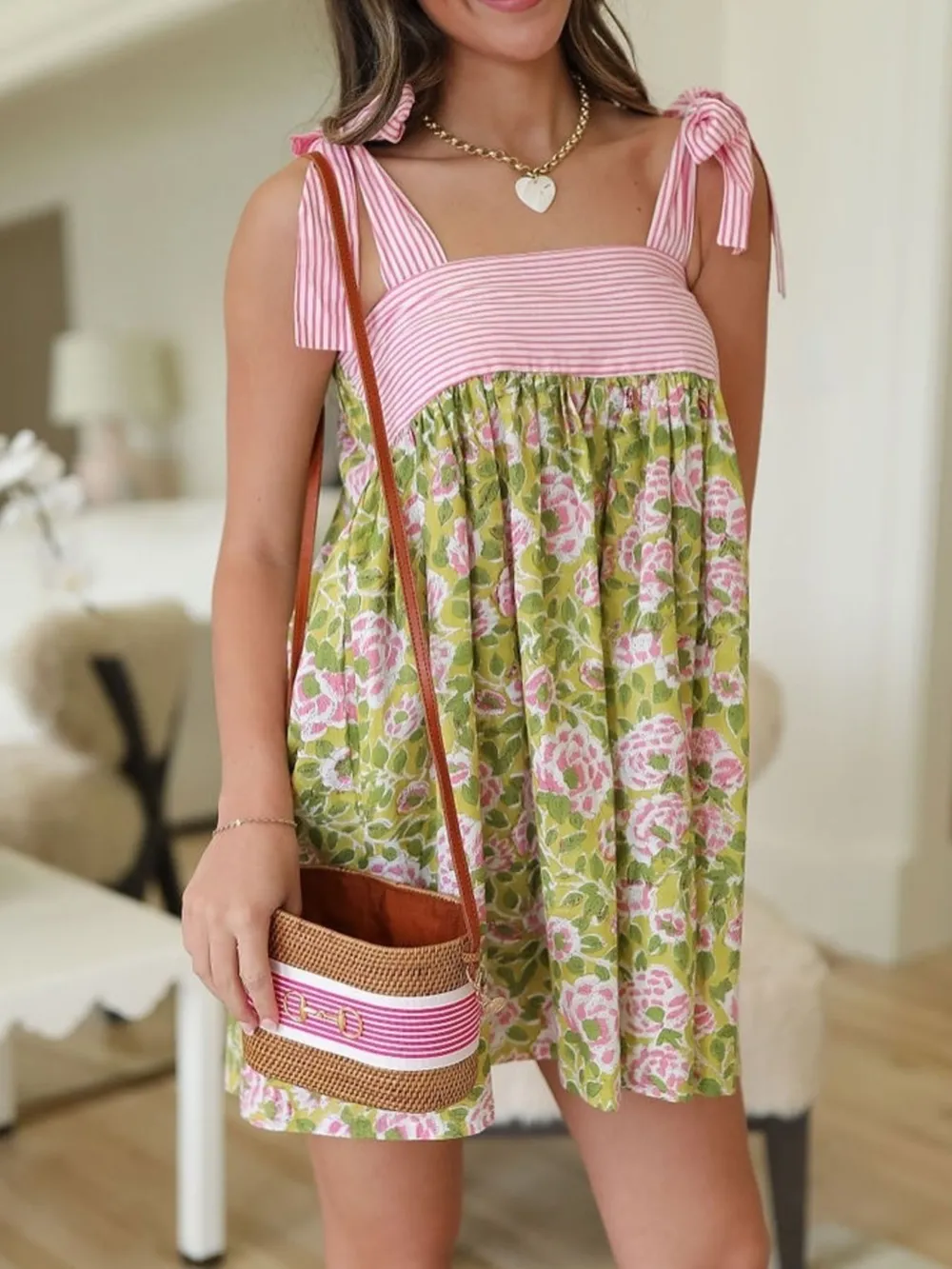 Floral Print Tie Shoulder Summer Dress, image 7