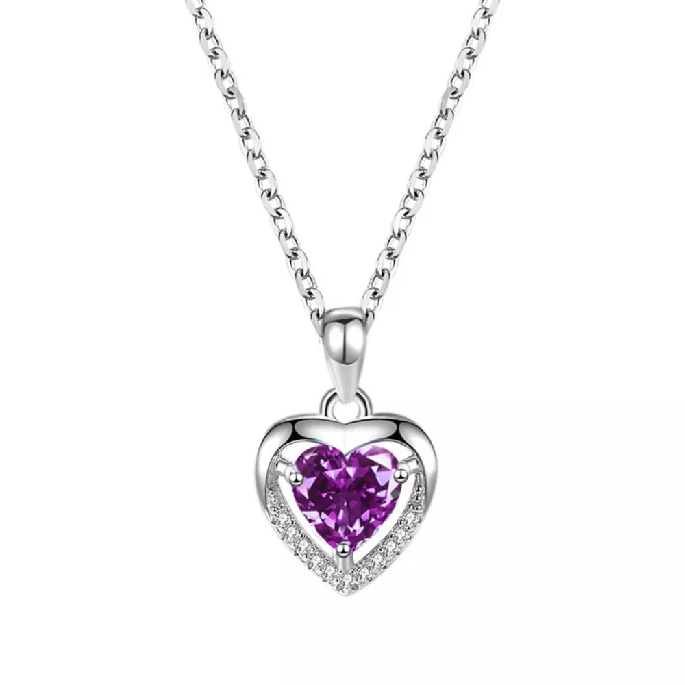 925 Sterling Silver Zircon Heart Necklace, image 5