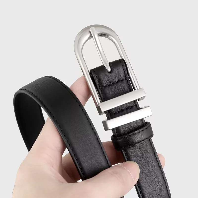 Leather Belt with Silver Buckle, image 2