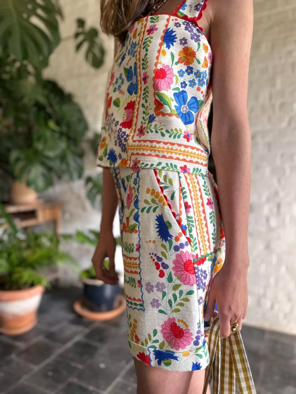 Floral Print Cami and Decorative Pocket Shorts Set, image 4