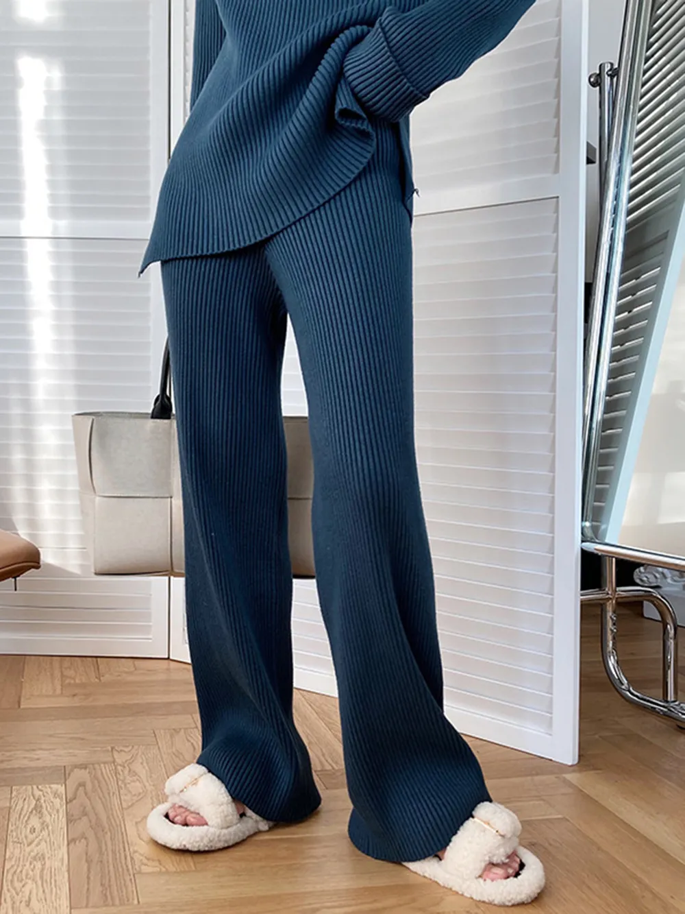 Mock Neck Raglan Sleeve Top and Pants Sweater Set, image 10