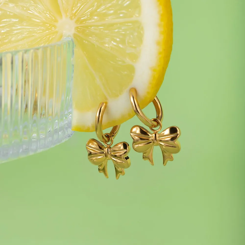 18K Gold-Plated Bow Earrings, image 4