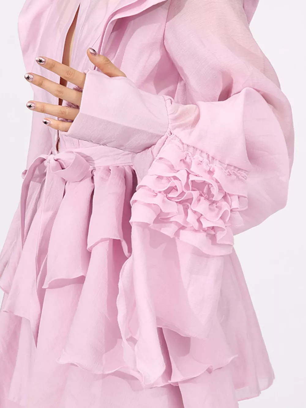 Ruffled Layered Long Sleeve Mini Dress, image 8